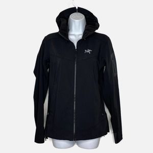 Arc'teryx Womens M Epsilon LT Black Softshell Jacket Hoodie Medium Hood